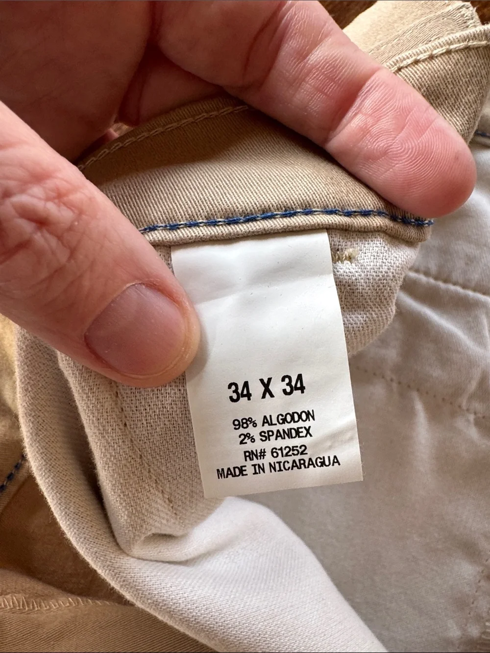 Arizona Jean Company Men’s Khaki Stretch Chinos - Light Khaki 34 x 34 Slim Fit